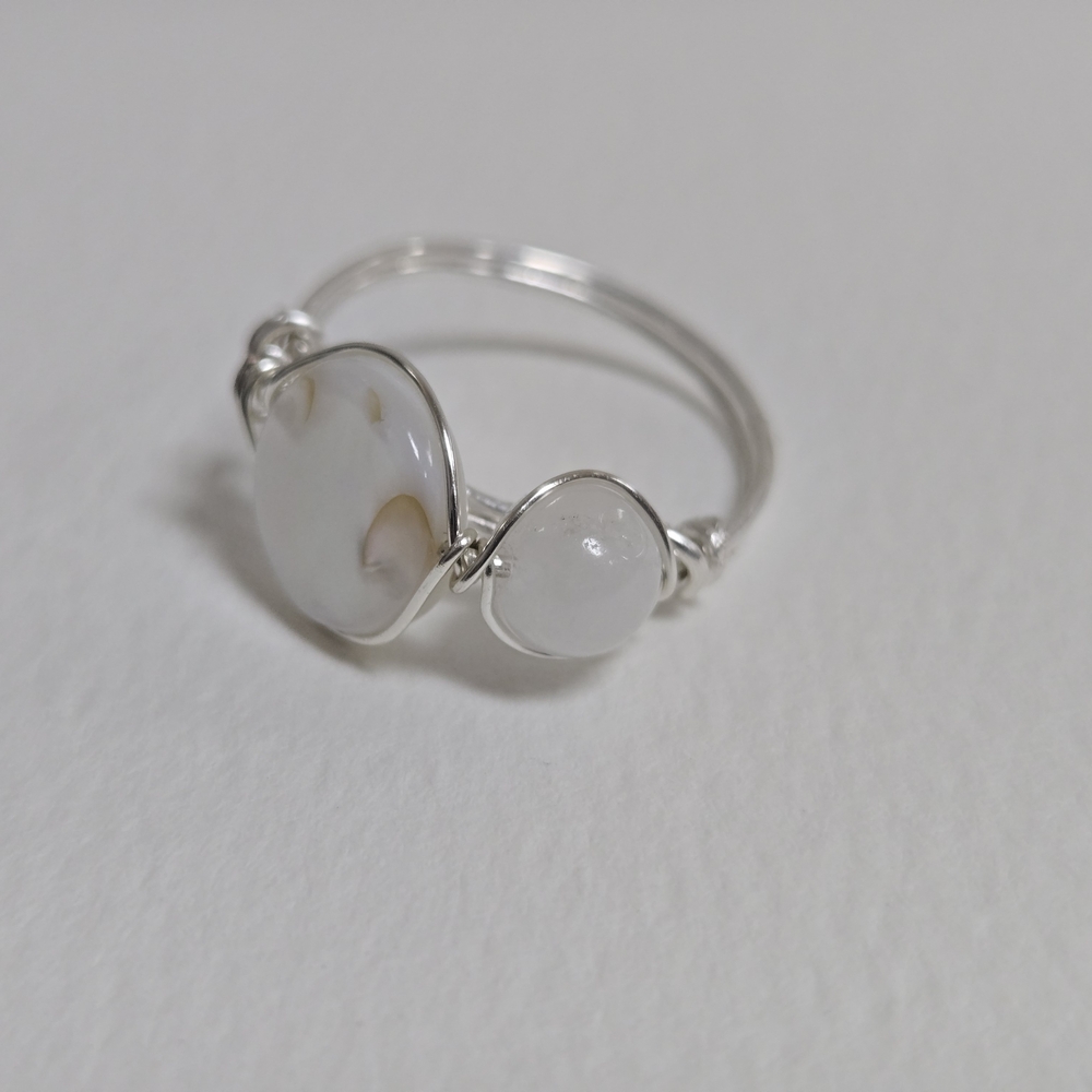 Elegant Fine Silver and White Jade Ring